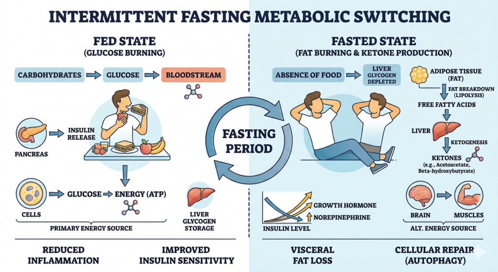 Intermittent Fasting Metabolic Switching Diagram