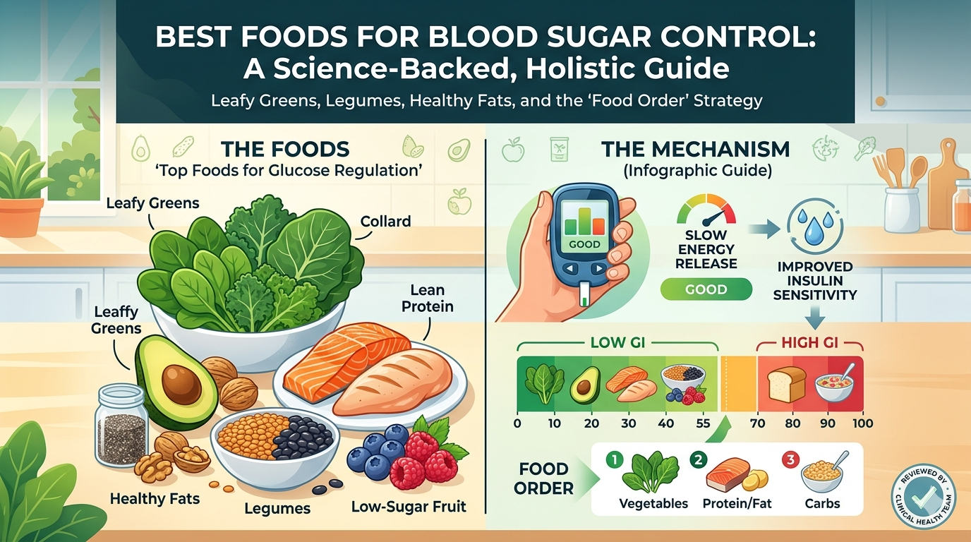 Best Foods for Blood Sugar Control. fiber, protein, and low-GI foods