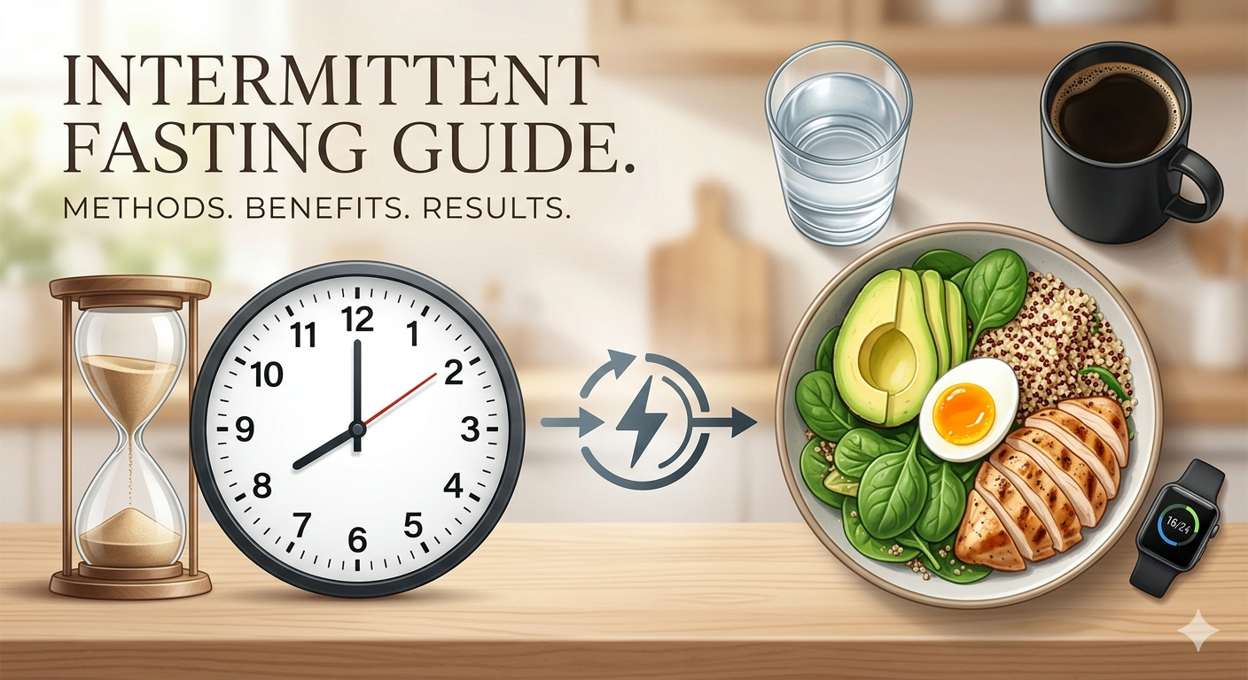 An infographic-style featured image for an Intermittent Fasting Guide