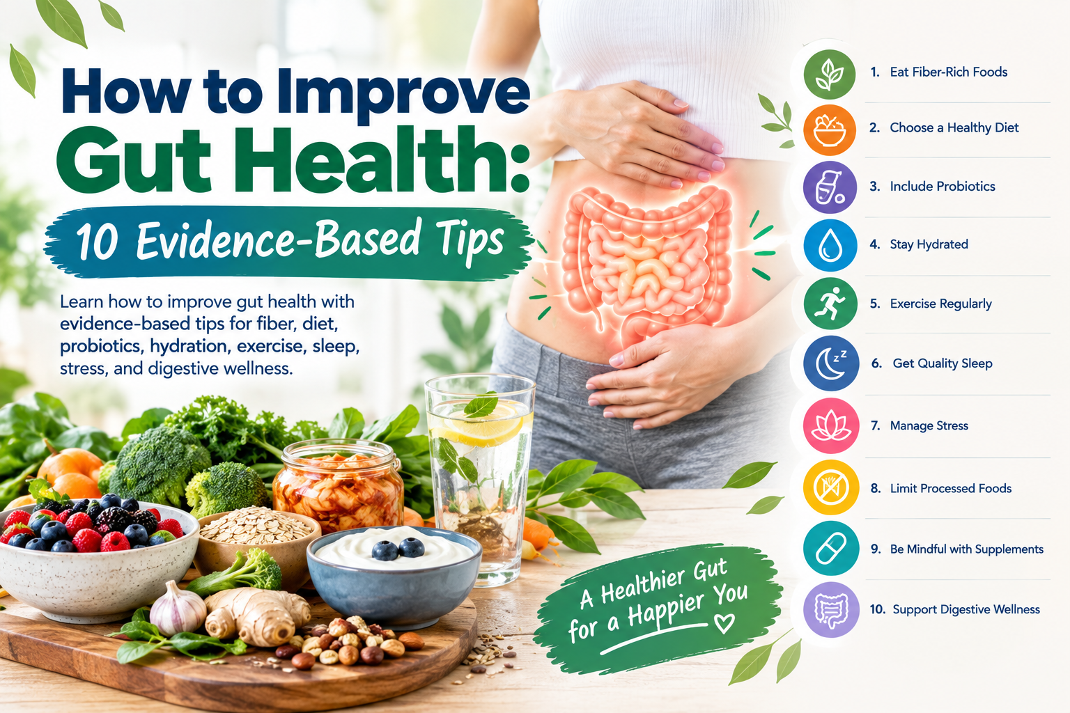 How to improve gut health with 10 evidence-based tips for better digestion.