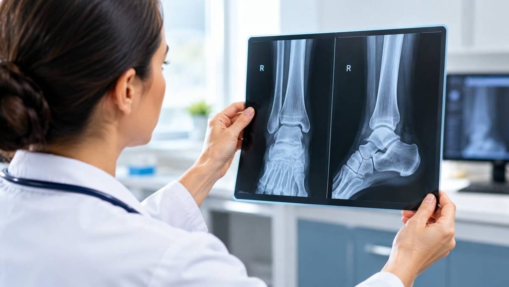 Ankle X-ray used to assess for a possible fracture after an injury