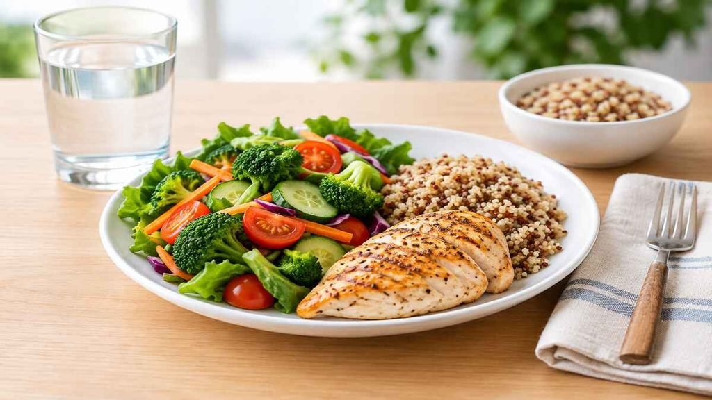 Balanced meal illustrating dietary habits discussed in bad breath prevention
