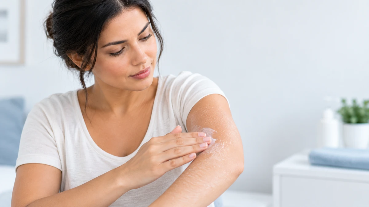 Person with visibly dry, flaky skin on the hand