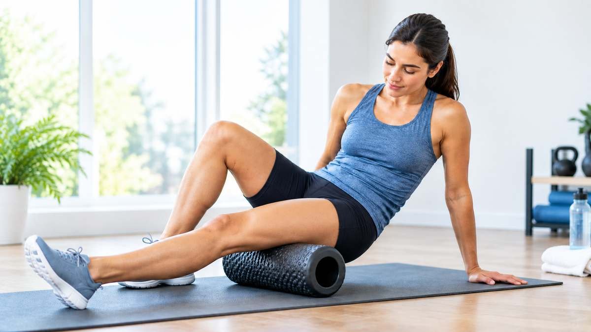 Adult using a foam roller for muscle recovery and mobility