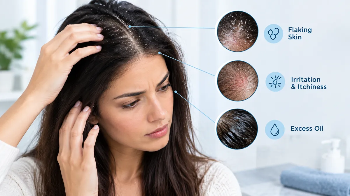 Person experiencing an itchy scalp with mild scalp irritation
