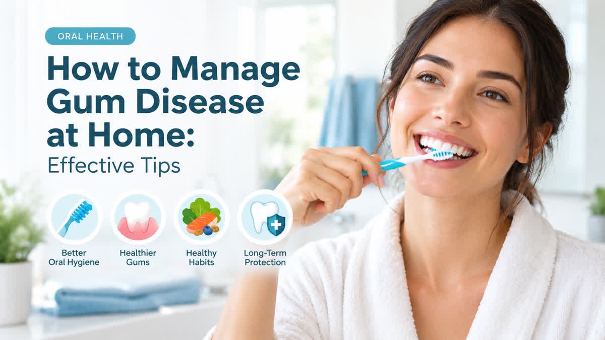 Woman brushing her teeth as part of a daily oral hygiene routine to support gum health.